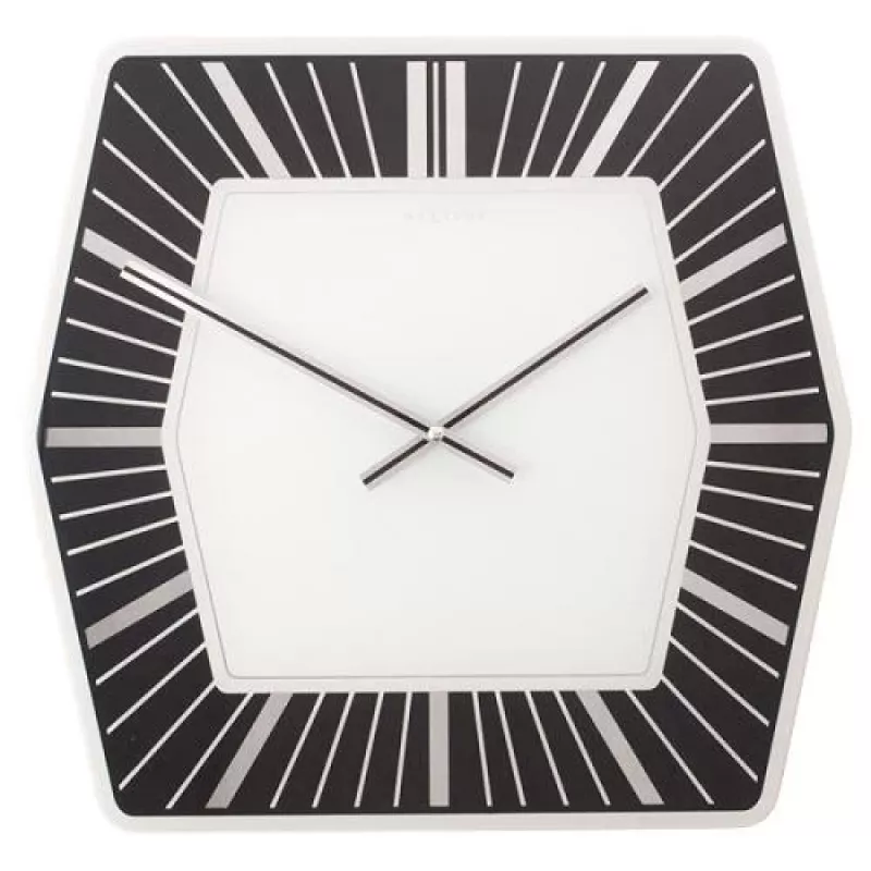 NeXtime klok 8128zw Hexagon sieninis laikrodis, 43x43 cm, baltas