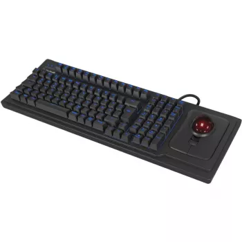 Klaviatūra KeySonic KSK-8202ELU-T (US) su įtaisytu rutuliniu valdikliu, USB, QWERTY, JAV anglų, juoda