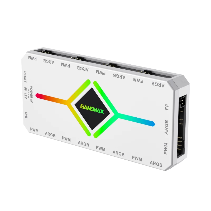 Gamemax V4.0 ARGB PWM HUB WT | Baltas | Ventiliatorių ir RGB šakotuvas