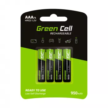 Įkraunama baterija Green Cell GR03 AAA NiMH 1,2 V 950 mAh – 4 vnt., lizdinė pakuotė