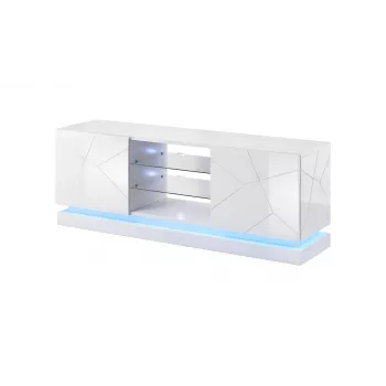 TV spintelė cama meble QIU 160 — MDF baltas blizgus, 1600×420×570 mm