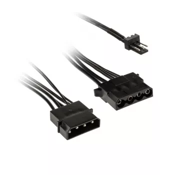 Kolink 3 kontaktų ventiliatoriaus maitinimo adapteris į 2×4 kontaktų Molex, 245 mm, juodas