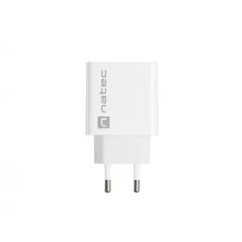 Patalpų kintamosios srovės greitasis įkroviklis NATEC RIBERA 12V 20W USB-C PD 3.0 + USB-A Samsung AFC Baltas