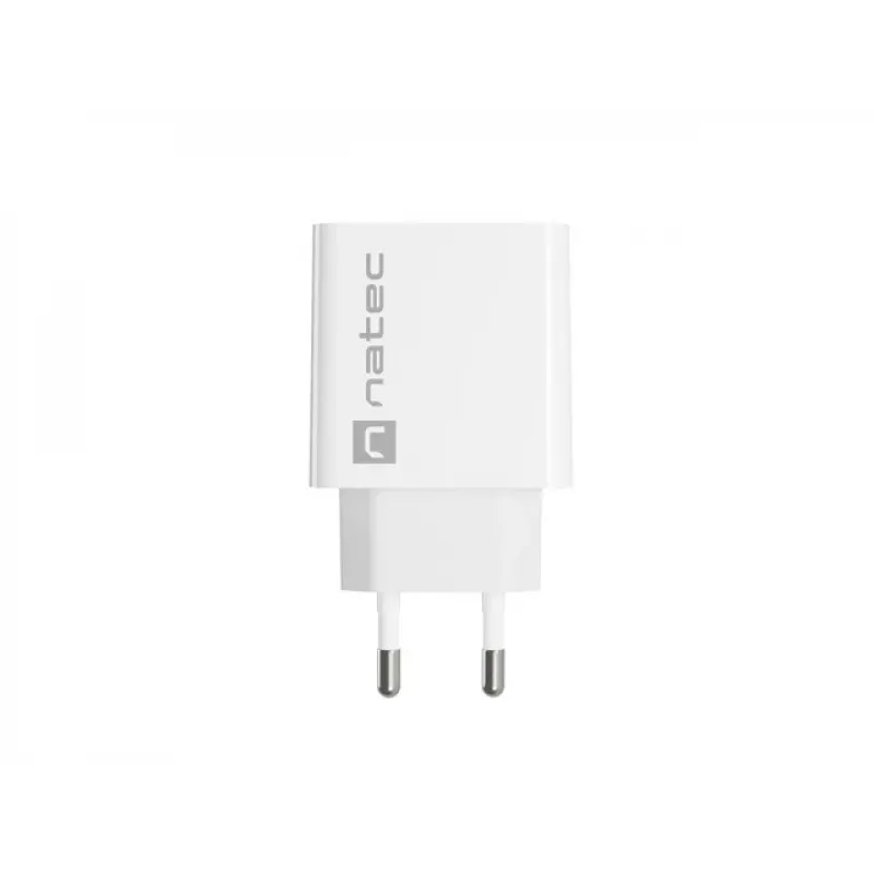 Patalpų kintamosios srovės greitasis įkroviklis NATEC RIBERA 12V 20W USB-C PD 3.0 + USB-A Samsung AFC Baltas