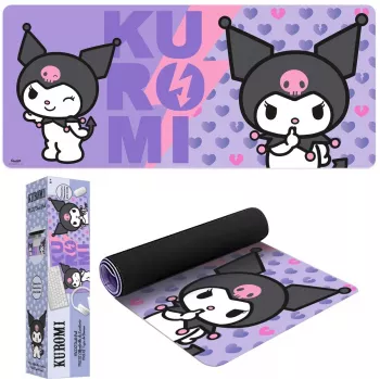 Pelės kilimėlis Kids Euroswan 80x30 cm Hello Kitty Kuromi, didelis stačiakampis žaidimų / stalo kilimėlis