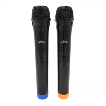 Pridėtinis karaoke mikrofonas MEDIA-TECH MT395 Accent Pro – laidinis, juodas, įjungimo/išjungimo jungiklis, maks. atstumas 20 m, 2 vnt. pakuotė