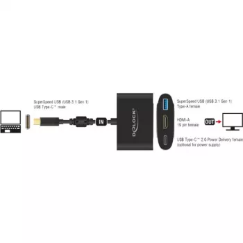 DeLOCK išorinis vaizdo adapteris VL101 USB-C 3.1 – HDMI pilka (62991)