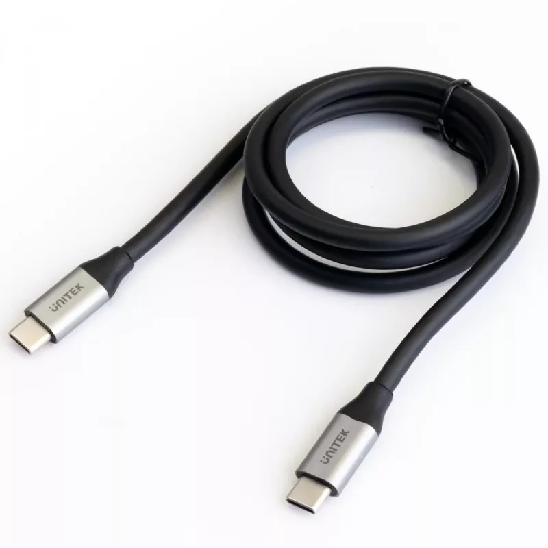 USB C į C duomenų ir įkrovimo kabelis Unitek C14082ABK 1 m, USB 3.2 Gen 2 (10 Gbit/s), 100 W PD, juodas