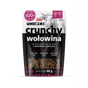 UNISZKI Crunchy Beef su petražolėmis ir dilgėlėmis - šunų skanėstas - 80g