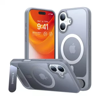 Dėklas Torras Pstand Series, skirtas iPhone 16 Plus (Titano pilka)