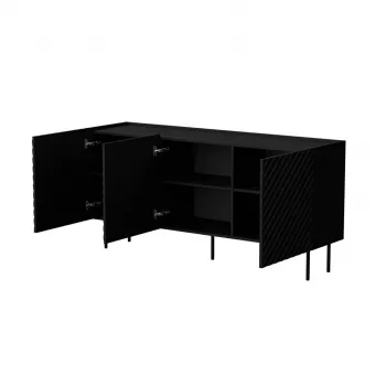 Komoda Cama Meble LUCCA 3D 165x40x80 cm, juoda, medžio drožlių plokštės korpusas