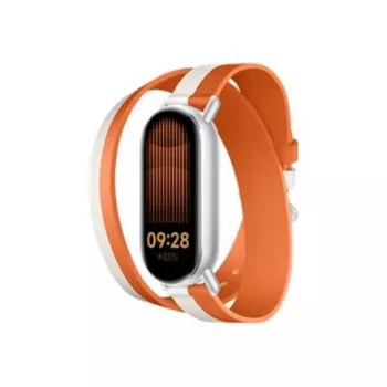 Xiaomi dviejų spalvų odinis dirželis | 140–180 mm | Baltas ir oranžinis | Veršelio oda, PU (vidus)