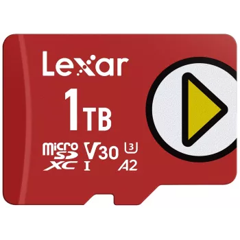 „Lexar“ 1 TB „MicroSDXC“ UHS-I Class 10 U3 V30 atminties kortelė (raudona), skaitymas 205 MB/s, rašymas 140 MB/s