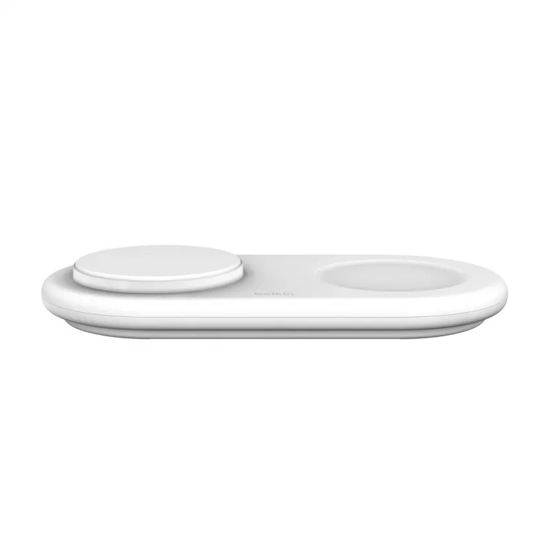 Belkin WIZ021VFWH - 2-in-1 belaidžio įkrovimo padėklas su Qi2 technologija 15 W, baltas