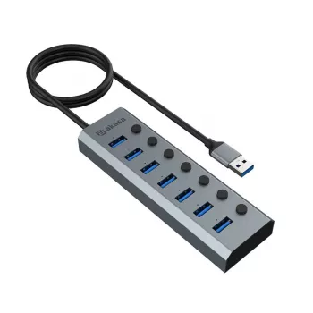 USB šakotuvas Akasa AK-HB-21BKCM aliuminis USB 3.2 Gen 1 5000 Mbit/s