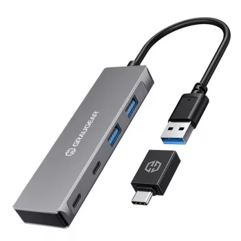 GRAUGEAR G-HUB2A2C-AC USB 3.2 Gen 1 sąsajos šakotuvas Type-A + Type-C 5000 Mbit/s sidabrinis