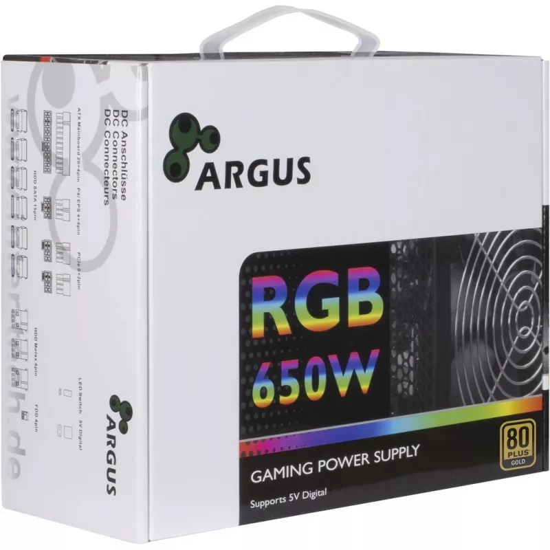 Inter-Tech Argus RGB-650W CM II maitinimo blokas 20+4 pin ATX ATX juodas
