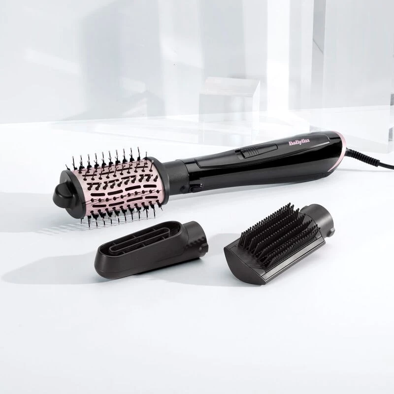 Šildomas šepetys plaukams BABYLISS Style Smooth 1000 Airflow AS128E, 1000 W, juodas, 3 antgaliai, jonų technologija, reguliuojamas termostatas