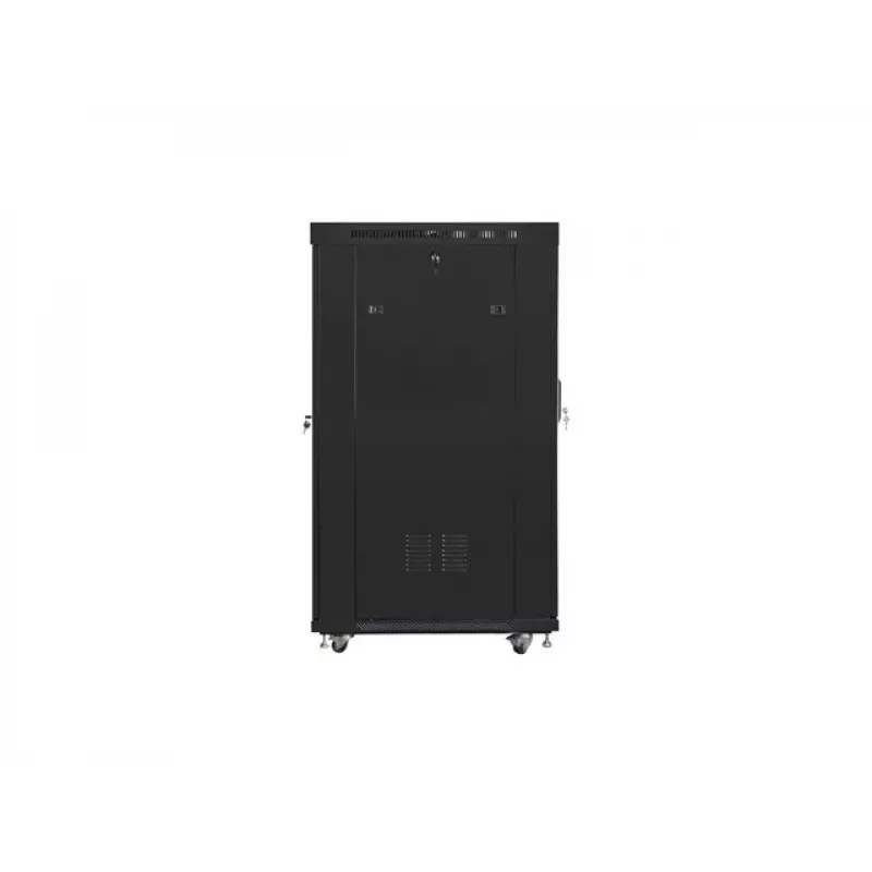 Laisvai pastatomas 19 colių 22U 800x1000 stiklinėmis durimis LCD (plokščia pakuotė) V2 juodos spalvos Lanberg FF01 serijos serverio spinta
