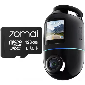 Automobilinis vaizdo registratorius 70mai Omni X800 4K su 128 GB 70mai SD kortele, juodas