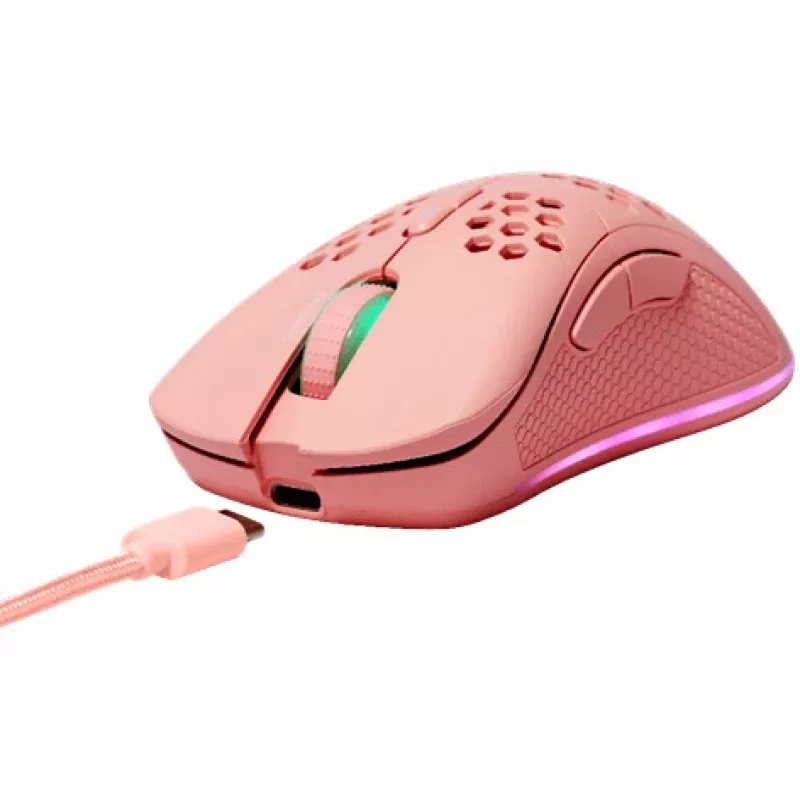 Deltaco GAM-120-P belaidė žaidimų pelė, rožinė, 4800 DPI