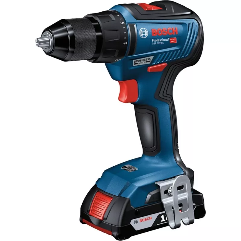 Bosch GSR 18V-55 Professional - belaidis gręžtuvas/suktuvas 1800 RPM juoda, mėlyna
