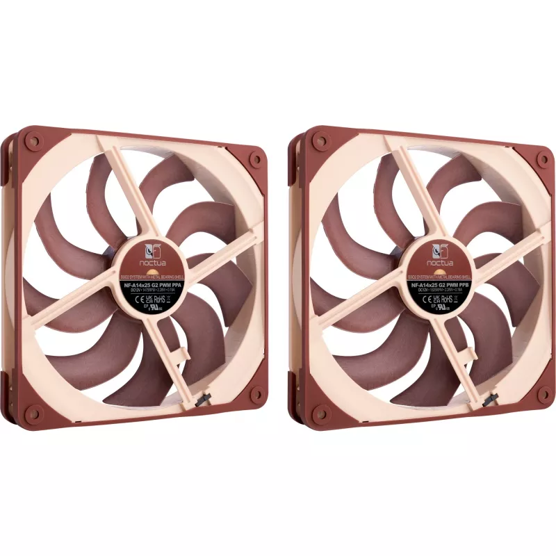 Noctua NF-A14x25 G2 PWM Sx2 PP 140mm dvigubas ventiliatorių rinkinys