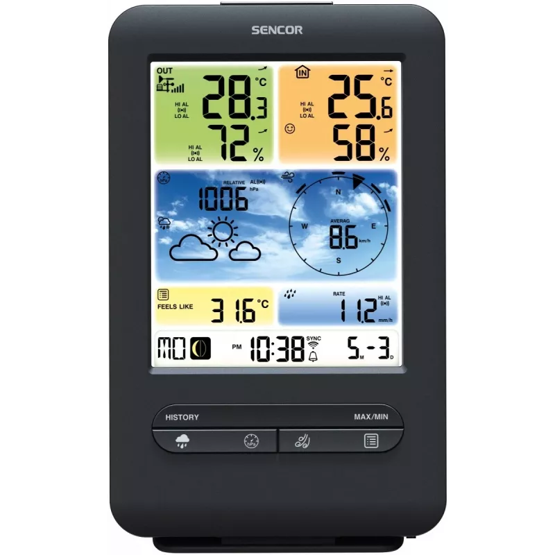 Sencor SWS 9898 profesionali Wi-Fi orų stotelė su 5 viename jutikliu, juoda