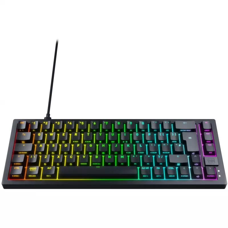 CHERRY K5V2 kompaktiška klaviatūra žaidimams USB QWERTY anglų juoda 67 klavišai RGB LED