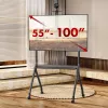 Pertvarkomas TV stovas MACLEAN MC-114 B grindinis mobilus stovas 55–100 colių ekranams, max apkrova 120 kg, VESA 200x200–900x600, aukštis 115–152 cm, juodas, lentyna