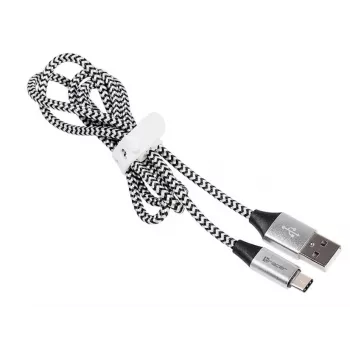USB 2.0 laidas Type-C vyriškas – C vyriškas 1,0 m juodai sidabrinis