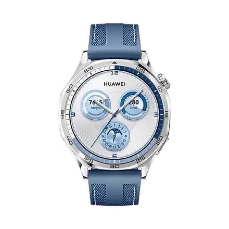 Išmanusis laikrodis HUAWEI WATCH GT5 46 mm – 1,43 colio AMOLED, GPS, 524 mAh, nerūdijančio plieno korpusas, mėlyna austa juosta