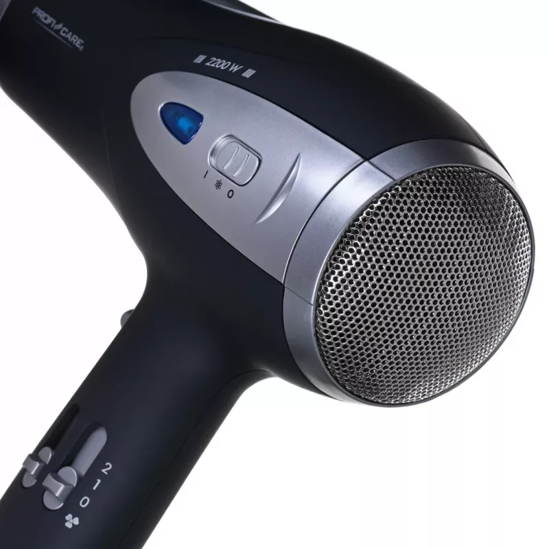 Plaukų džiovintuvas Profi-Care PC-HTD 3113 — 2200 W, jonizacija, 3 šilumos lygiai, 2 greičiai, juodas