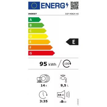 Indesit D2F HD624 AS indaplovė, laisvai pastatoma, 14 komplektų