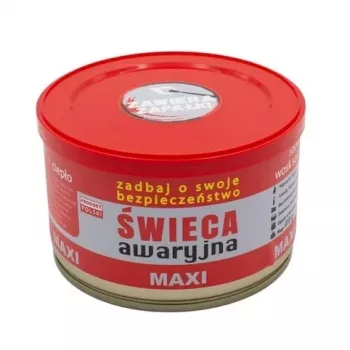 Išgyvenimo žvakė FULER HASKE Pro MAXI 410 g – natūralus sojų vaškas, 72 h degimo trukmė, 99 mm × 65 mm, plieninė skardinė