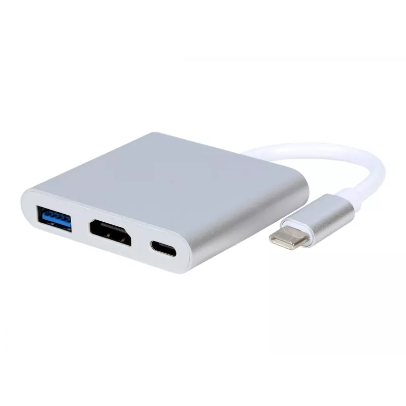 USB grafikos adapteris GEMBIRD A-CM-HDMIF-02-SV, HDMI išvestis, iki 3840×2160, sidabrinis, 58.5×51×11.6 mm