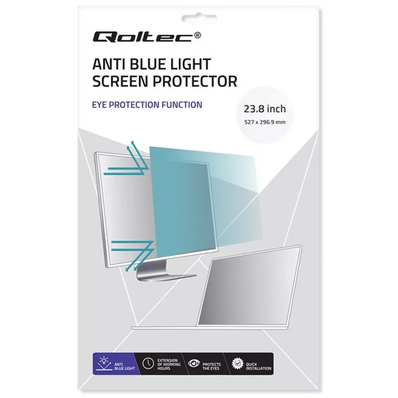 Monitoriaus ekrano apsauga QOLTEC 51075 23,8 col. Anti Blue Light, matinis anti-glare