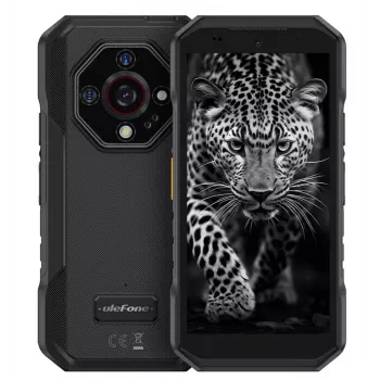 Išmanusis telefonas UleFone Armor X32 — 5,65 colio (14,3 cm), Android 14, 6 GB RAM, 128 GB, 48 MP triguba kamera, 5500 mAh, IP68/IP69K, Dual SIM, juodas