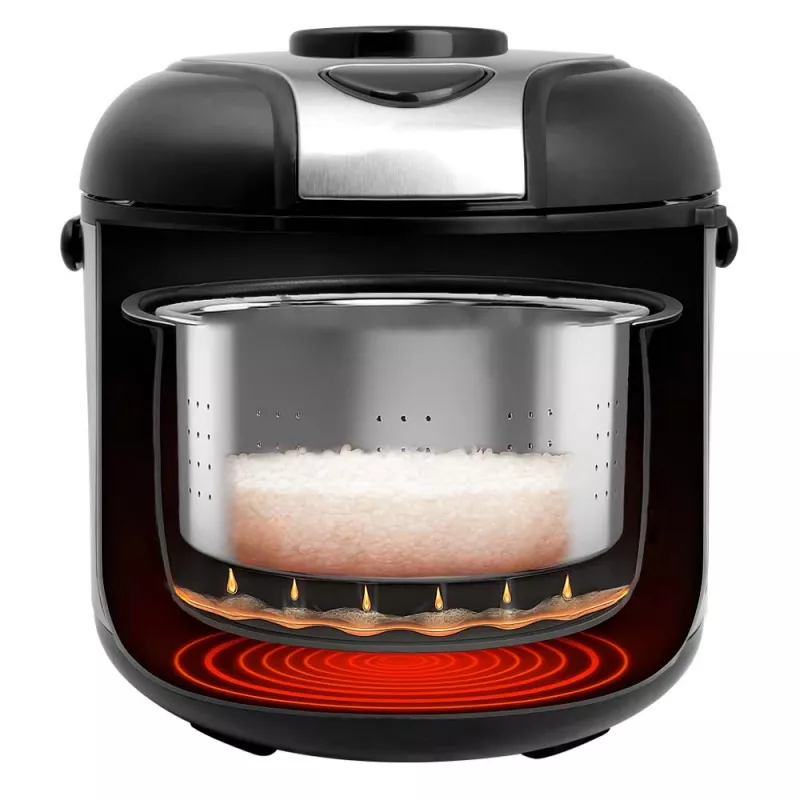 Ryžių viryklė GASTROBACK Rice Control Low Carb & Steam, 3 L, 450 W, juoda/nerūdijantis plienas