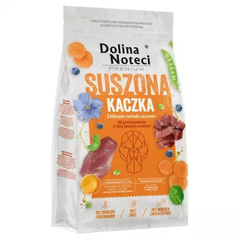 Sausas šunų ėdalas Dolina Noteci Premium Duck 9 kg – suaugusiems šunims, 26% baltymų, 15% riebalų, be glitimo, antienos skonio