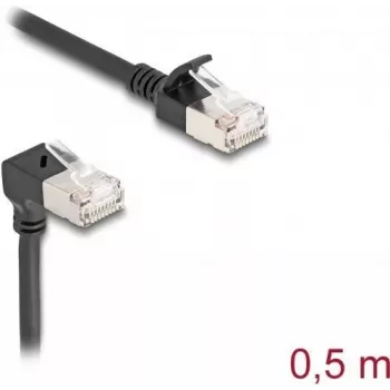 DeLOCK RJ45 Cat.6A S/FTP plonas 90° 0,5 m juodas tinklo kabelis