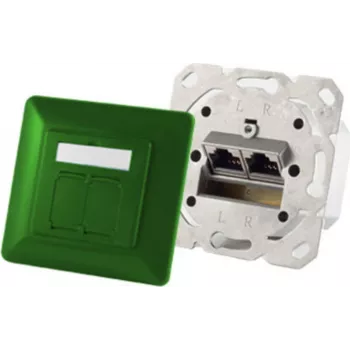 Lizdas 2 x RJ-45 ShiverPeaks 74280-G, Cat6a, 500 MHz, metalinis korpusas, žalias