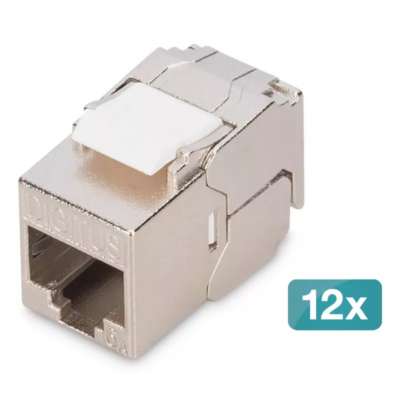 Digitus CAT 6A kompaktiškas kištukinis modulis ekranuotas be įrankių montavimui 12 vnt.