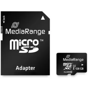 MediaRange MR945 microSDXC atminties kortelė 128GB UHS-I Class10 su SD adapteriu juoda