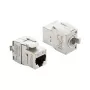 Delock 90990 Keystone modulis RJ45 į LSA Cat.6A, montuojamas be įrankių, ekranuotas metalinis, sidabrinis/baltas