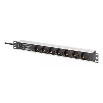 Digitus DN-95441 maitinimo paskirstymo blokas PDU 7 AC lizdų 1U juoda sidabrinė