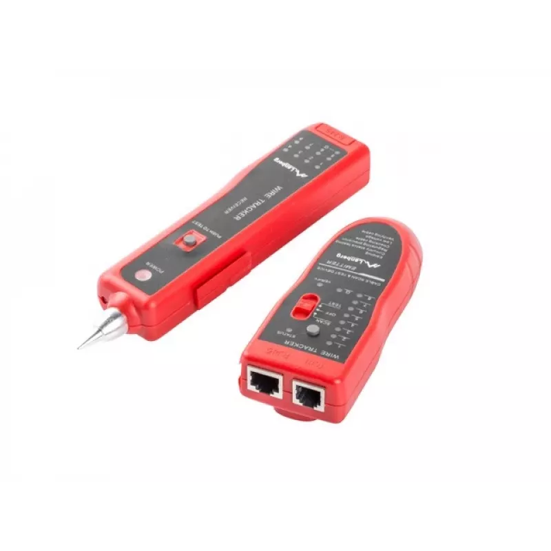 LANBERG kabelių testeris NT-0501 — RJ-11/RJ-12/RJ-45, iki 250 m, įmontuota baterija, LED indikatoriai, juodas