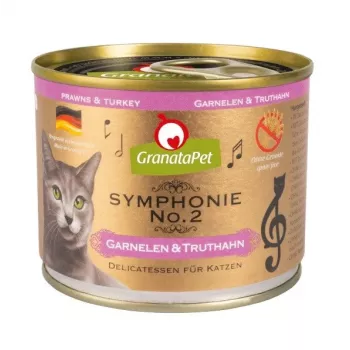 Šlapias kačių ėdalas Fox4Pets Symphonie Nr.2 Krevetės ir Kalakutiena 200 g, suaugusių kačių pilnavertis pašaras, baltymai 11%, riebalai 5,7%, drėgmė 80%