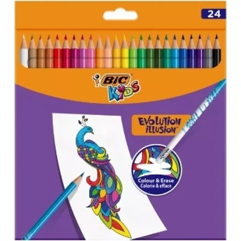 BIC Kids Evolution Illusion trinami pieštukiniai pieštukai 24 spalvos