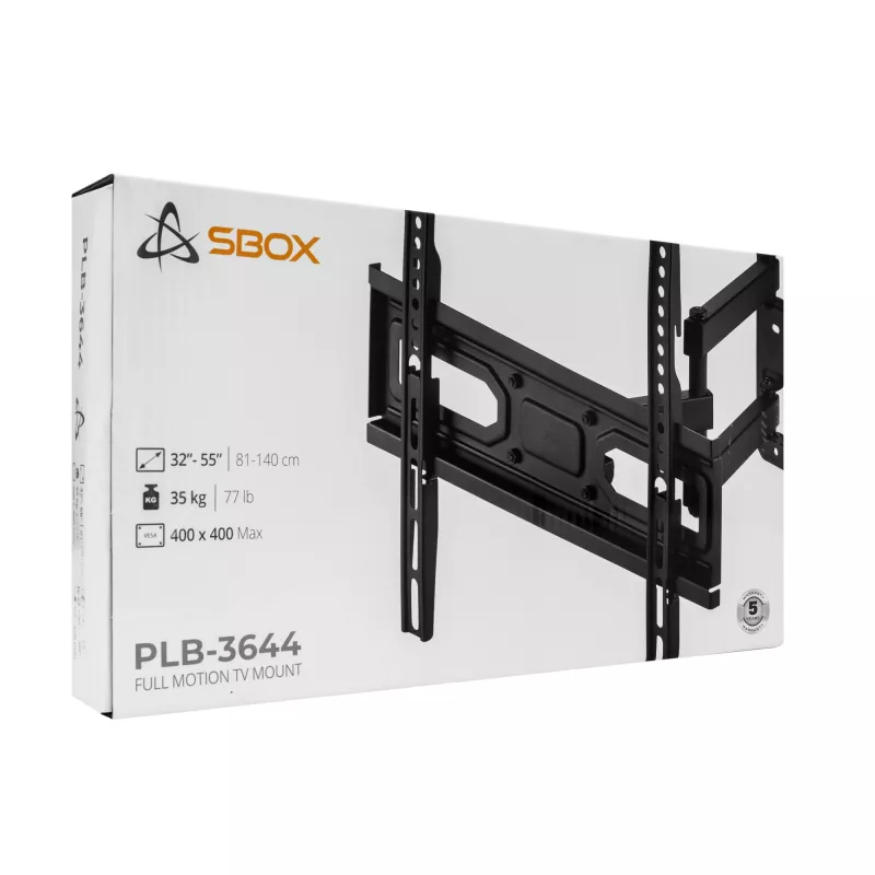Sieninis TV laikiklis SBOX PLB-3644-2, 32–55 col., iki 35 kg, VESA 400×400 mm